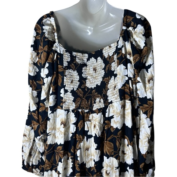 Old Navy Black & White Floral Waist-Defined Square-Neck Maxi Dress size XXL - Picture 8 of 11